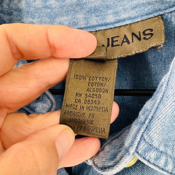 Vintage Jones Jeans 90s Chambray Button Down Closet Staple Shirt Womens Size 14W - Picture 5 of 6